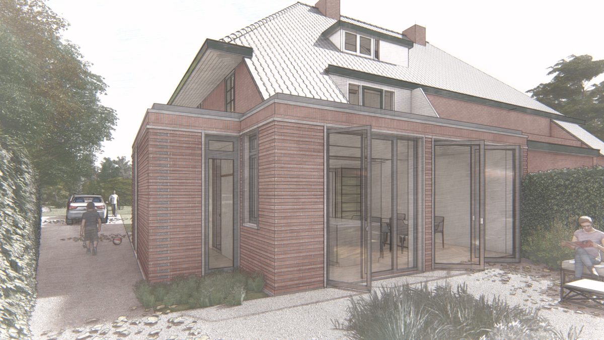 Woonkeuken in de vergunningvrije aanbouw Bussum