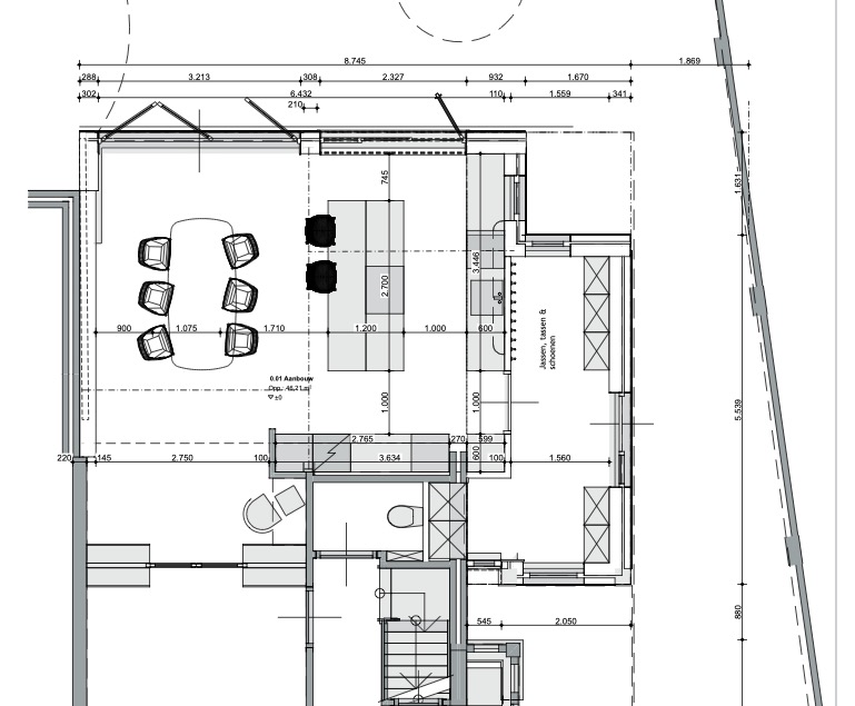 Plattegrond vergunningvrije aanbouw Bussum